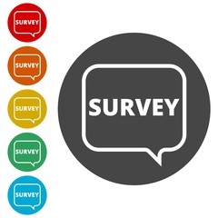 Survey sign, Survey traffic sign, Survey icon 
