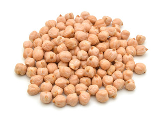 A small handful of chick-pea. Beans isolated on a white background. Close-up.
