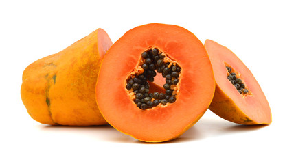 Ripe papaya isolated on white background