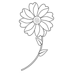 flower with stem  icon image vector illustration design  black dotted line