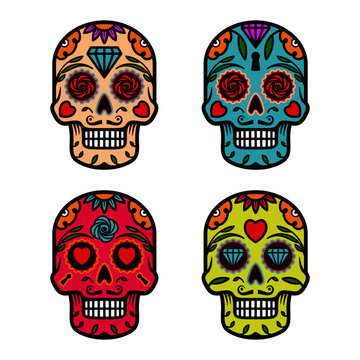 Set of sugar skulls