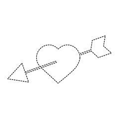 love heart pircied arrow valentine day romantic vector illustration sticker design