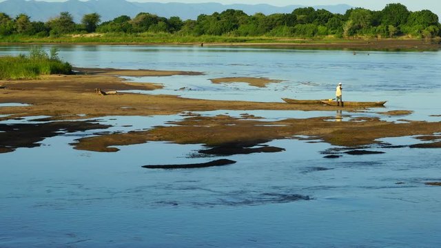 Traditional canoe at the Zambezi river