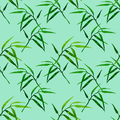 Naklejka na ściany i meble floral seamless pattern with bamboo branches on color background