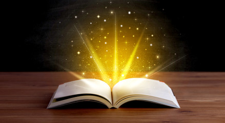 Yellow lights over book
