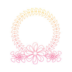 wreath floral petals ornament decoration romantic vector illustration   line color