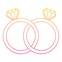 wedding rings jewelry diamonds unity vector illustration line color