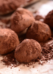 Fototapeta na wymiar Chocolate candy - belgian truffles