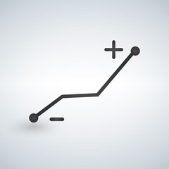 Graph Line Icon going up from minus to plus