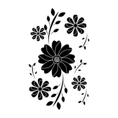 flowers emblem icon image vector illustration design  black and white