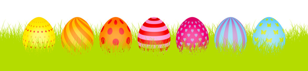 Easter Banner Meadow Eggs Pattern Color