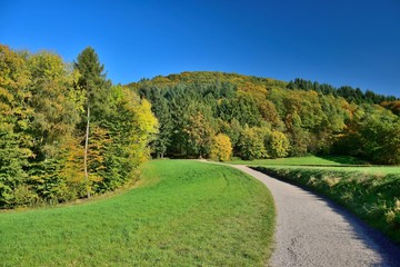 Fototapeta na wymiar Landschaft zwischen Ursenbach und Oberflockenbach im Odenwald 