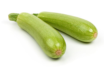 Fresh marrow vegetable, close-up, isolated on white background.