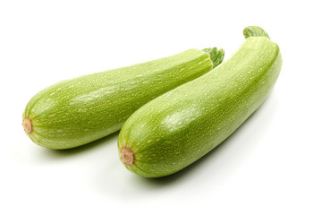 Fresh marrow vegetable, close-up, isolated on white background.