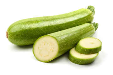 Fresh marrow vegetable, close-up, isolated on white background.