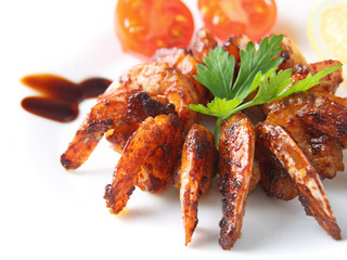 shrimps teriyaki closeup