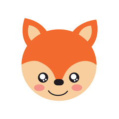 cute animal fox head baby vector illustration
