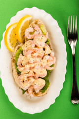 Scandinavian or Norwegian Style Open Face Shrimp or Prawn Seafood Sandwich