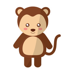 cute monkey animal standing cartoon wildlife vector illustration