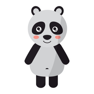 cute panda bear animal standing cartoon wildlife vector illustration