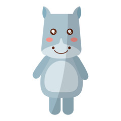 cute animal hippo standing cartoon wildlife vector illustration