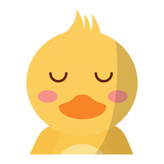 cute portrait duck animal baby with close eyes vector illustration