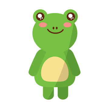 cute animal frog standing cartoon wildlife vector illustration