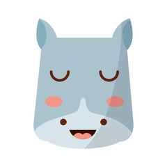 cute head hippo animal close eyes cartoon vector illustration