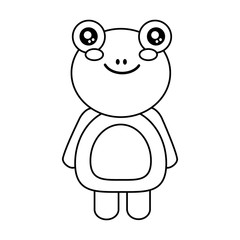cute animal frog standing cartoon wildlife vector illustration outline design