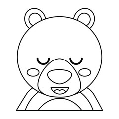 cute portrait bear animal baby with close eyes vector illustration outline design