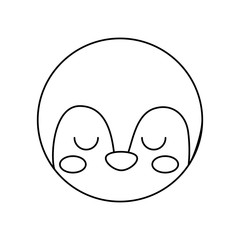 cute head penguin animal close eyes cartoon vector illustration outline design
