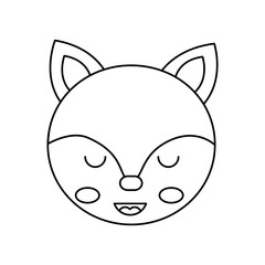 cute fox head animal close eyes cartoon vector illustration outline design