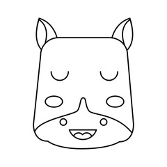 cute head hippo animal close eyes cartoon vector illustration outline design