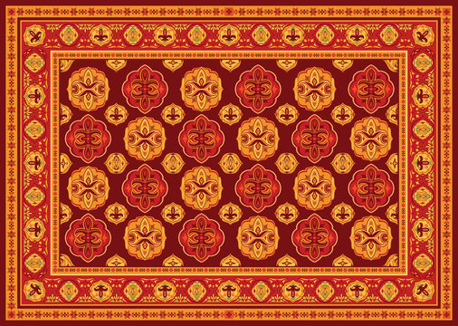 Vintage Persian Floor Carpet Vector Illustration