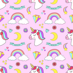 Unicorn set magic design on pink