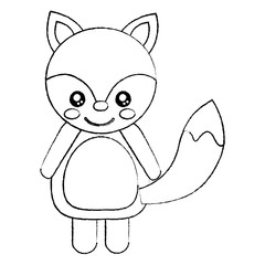 fox cute animal icon image vector illustration design  black sketch line
