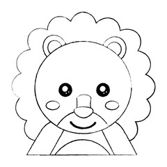lion cute animal icon image vector illustration design  black sketch line
