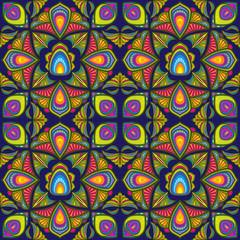 Ornamental decoration peacock feather vector seamless pattern