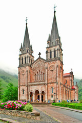 Fototapeta na wymiar Basilica de Santa Maria in Spain, Covadonga. Toned