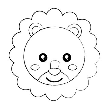 lion cute animal icon image vector illustration design  black sketch line