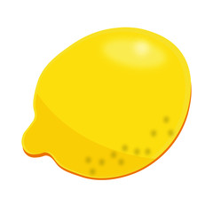 Lemon Vector, simple whole yellow lemon illustration, front side view wedge or slice cut open with no behind