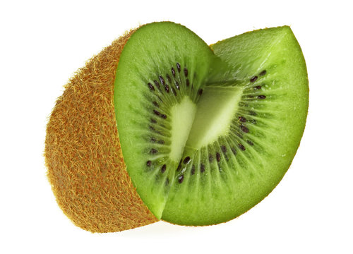 Sliced kiwi fruit isolated on a white background
