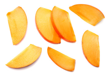 fresh ripe persimmons isolated on white background