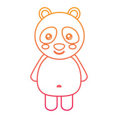 cute panda bear animal standing cartoon wildlife vector illustration color line design