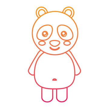 cute panda bear animal standing cartoon wildlife vector illustration color line design