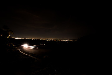 Car streaks past