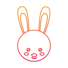 cute animal rabbit head baby vector illustration color line design