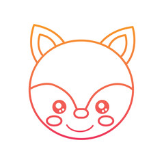 cute animal fox head baby vector illustration color line design