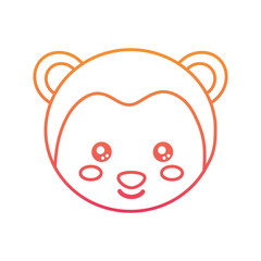 cute animal monkey head baby vector illustration color line design