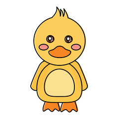 cute animal duck standing cartoon wildlife vector illustration